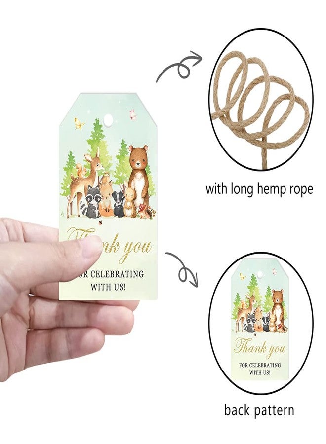 Aukolass 50 Pcs Woodland Animals Thank You Gift Tags, Thank You for Celebrating with Us Tags for Woodland Creature Baby Shower or Birthday Party (Green) - Image 5